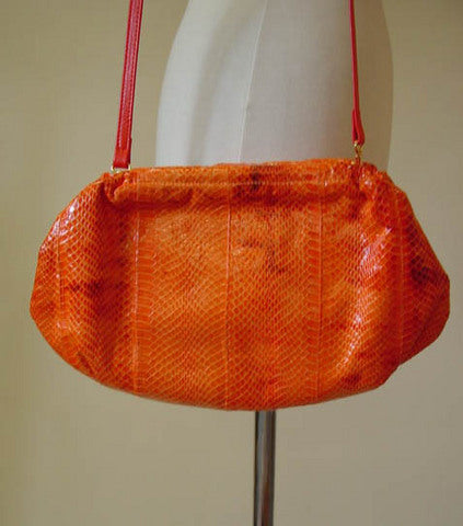 orange snakeskin purse