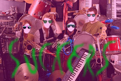 suckers band photo with white masks
