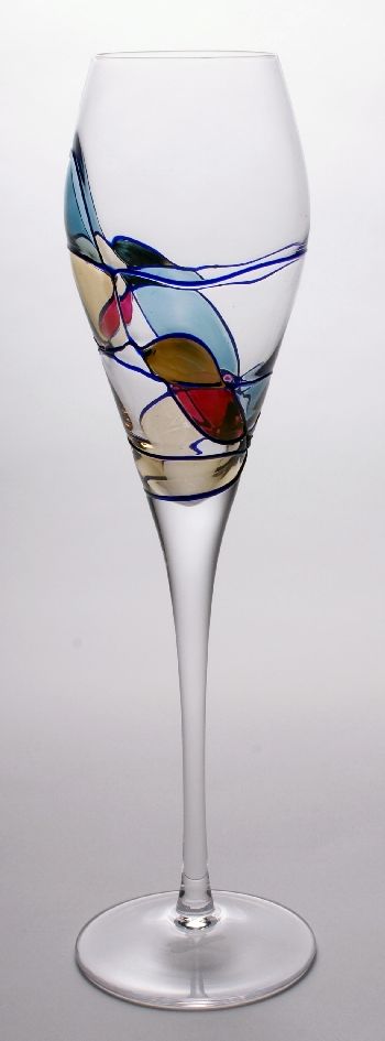 (4) MILANO ROMANIA MOSAIC BALLOON WINE GLASSES GOBLETS STAINED GLASS Red  7.5”