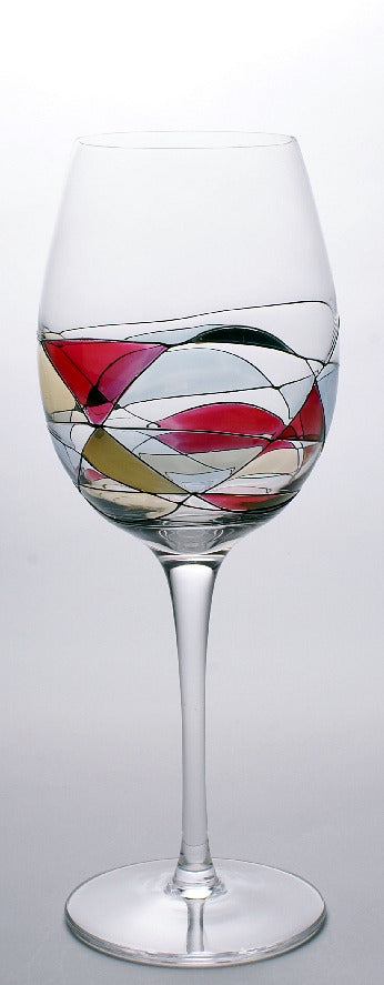 2 HUGE 32oz Milano Stained Glass WINE GLASSES Romania Hand Blown Art Glass