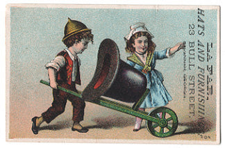 Advertising Trade Card Lafar Hats Store Savannah, Georgia Chatham County