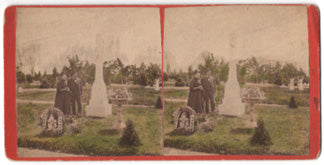 1879 Hand Tinted Stereoview Mourning Photograph of Sarah Cartner`s Grave, IL