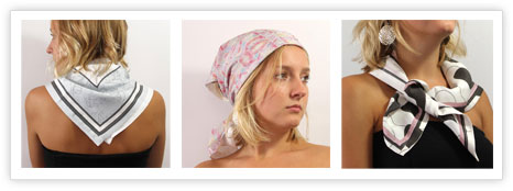 ladies silk scarves being modelled
