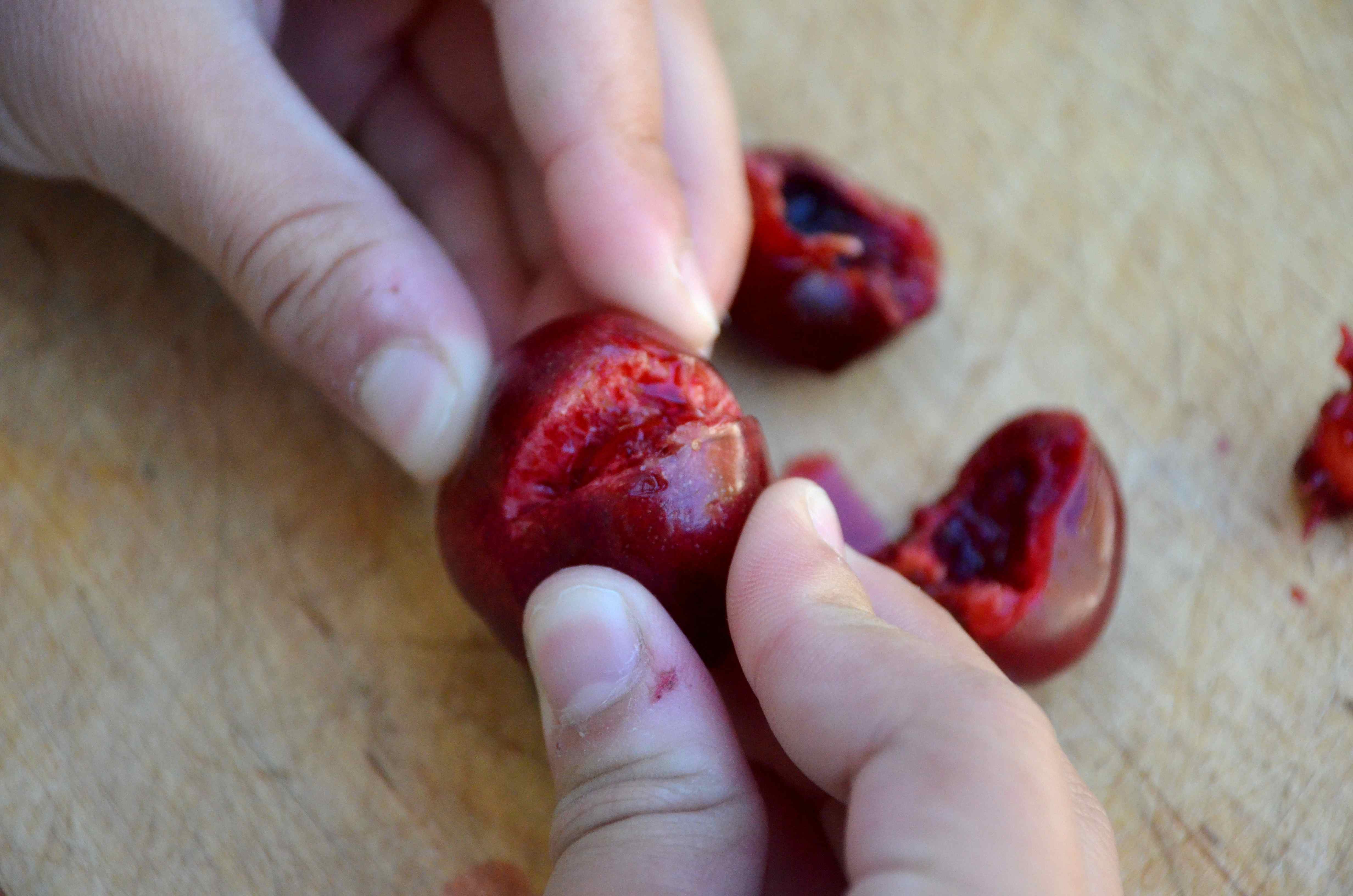 how to pit cherries without a pitter: step 3